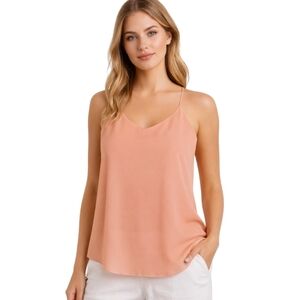 RW&Co Peach Chiffon Sleeveless Blouse Tank Size L
